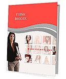 Professional business woman with a networking concept of friends and colleagues. Presentation Folder