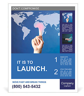 Hand pushing on a touch screen interface Poster Template