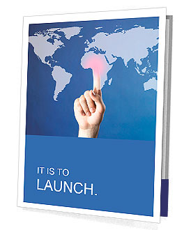 Hand pushing on a touch screen interface Presentation Folder