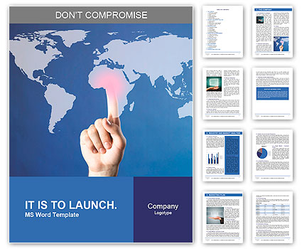 Hand pushing on a touch screen interface Word Template