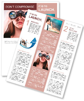 Eine Geschäftsfrau suchen durch Fernglas sehen, widersprüchliche Trends Vorhersage des Ergebnisses, kann Newsletter