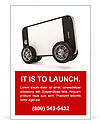 Smartphone with Blank Screen on Wheels isolated on white background Ad Template