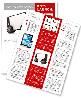 Smartphone with Blank Screen on Wheels isolated on white background Newsletter Template