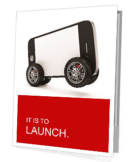 Smartphone with Blank Screen on Wheels isolated on white background Presentation Folder