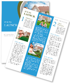 Happy family near new house. Real estate concept. Newsletter Template