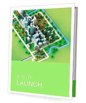 Landscape bird view on new sustainable city concept development illustration perspective render illu Presentation Folder