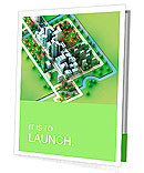 Landscape bird view on new sustainable city concept development illustration perspective render illu Presentation Folder