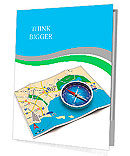 GPS navigation, tourism and travel route planning concept: color city map and blue magnetic compass Presentation Folder