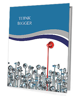 Communications leader concept with a red bullhorn or megaphone rising above the rest of the group of Presentation Folder