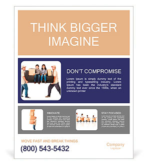 Delivery men carrying a heavy couch with kids - isolated over a white background Poster Template