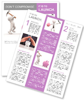 3d people - human character about to break his piggy bank with a hammer. 3d render illustration Newsletter Template