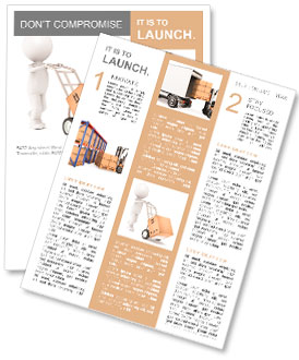 Dodávka. 3D malý lidský charakter přepravě Box. Newsletter