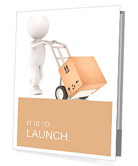 Delivery. 3D Little Human Character transporting a Box. Presentation Folder