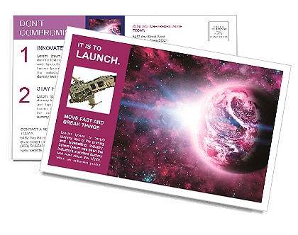 Red planet in beautiful space Postcard Template
