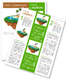 Personal resort on little planet. Concept for travel, holiday, hotel, spa, resort design. Tiny islan Newsletter Template