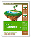 Personal resort on little planet. Concept for travel, holiday, hotel, spa, resort design. Tiny islan Poster Template