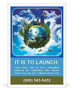 Earth with the different elements on its surface. Humorous collage. Ad Template