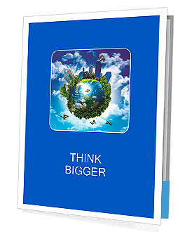 Earth with the different elements on its surface. Humorous collage. Presentation Folder