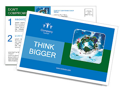 Earth with the different elements on its surface. Humorous collage. Postcard Template