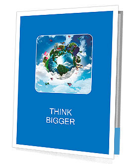 Earth with the different elements on its surface. Humorous collage. Presentation Folder