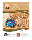 Macro view of blue metal compass on the old world map Flyer Template