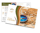 Macro view of blue metal compass on the old world map Postcard Template