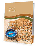 Macro view of blue metal compass on the old world map Presentation Folder