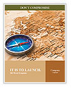 Macro view of blue metal compass on the old world map Word Template
