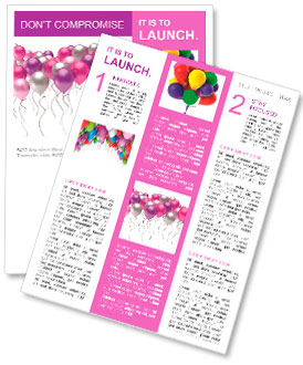 Flying colorful balloons on a white background Newsletter Template