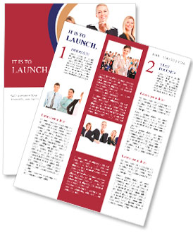 Group of professional business people with banner. Isolated over white background. Newsletter Template