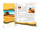 Combine harvester on a wheat field with a blue sky Brochure Template