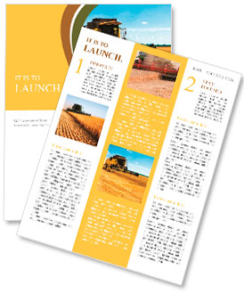 Combine harvester on a wheat field with a blue sky Newsletter Template
