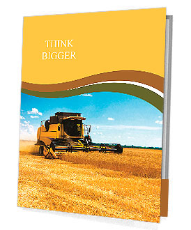Combine harvester on a wheat field with a blue sky Presentation Folder
