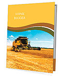 Combine harvester on a wheat field with a blue sky Presentation Folder