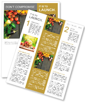 Abstract design background vegetables on a wooden background Newsletter Template