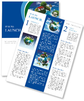 Earth with the different elements on its surface. Humorous collage. Newsletter Template