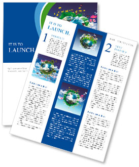 Earth with the different elements on its surface. Humorous collage. Newsletter Template