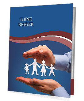 Cutout paper chain family with the protection of cupped hands, concept for security and care Presentation Folder