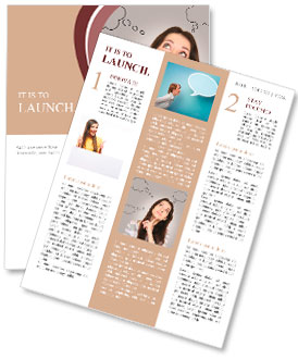 Thinking woman with many ideas in empty bubble on grey background looking up with finger at face Newsletter Template