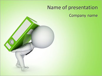 3d small person and colorful folders.Isolated on white background. PowerPoint Template