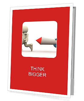 3d missile chasing running man. 3d illustration of human character. Presentation Folder