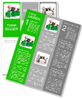 Desk/computer / four businessmen working, each sitting at a desk Newsletter Template