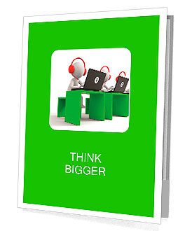 Desk/computer / four businessmen working, each sitting at a desk Presentation Folder