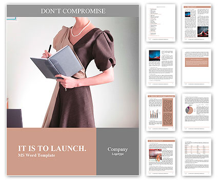 Business style - stylish lovely businesswoman reporting at working space. Series of photos Word Template