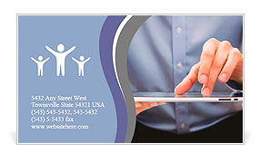 Young adult working on a digital tablet Business Card Template