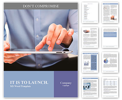 Young adult working on a digital tablet Word Template