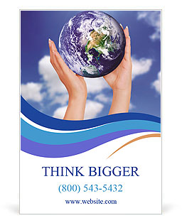 Holding a glowing earth globe in his hands Ad Template