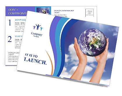 Holding a glowing earth globe in his hands Postcard Template
