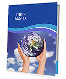 Holding a glowing earth globe in his hands Presentation Folder