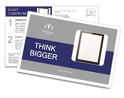 Black abstract tablet computer (tablet pc) on white background, 3d render. Modern portable touch pad Postcard Template